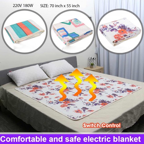 Korean Double Bed 70 inch x 55 inch Winter Electric Blanket Warmer Heated Thermostat Warm Pad 